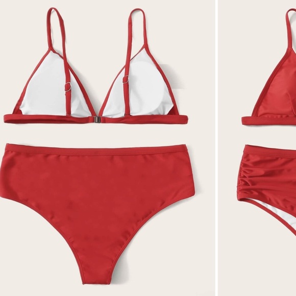 New Plus Triangle Top With Ruched Bikini Set - Picture 2 of 4